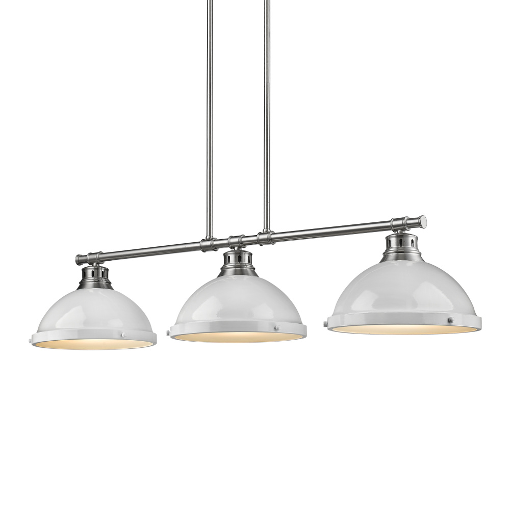 Yep by Golden Lighting Duncan 3-light Island Light in Pewter and White shade